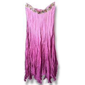 Chaudry by Anthropologie Pink Ombre Embellished Asymmetrical Skirt | Size S NWT